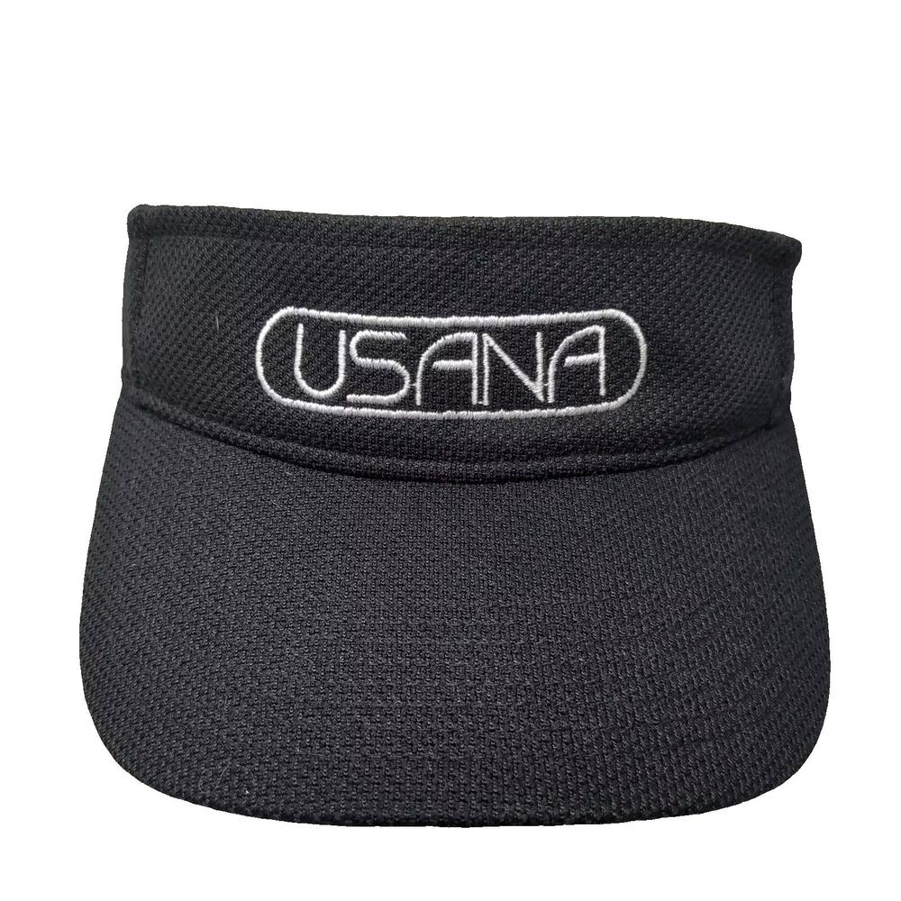 Augusta Visor Hat Black White OS Strapback USANA Embroidered Performance Sport
